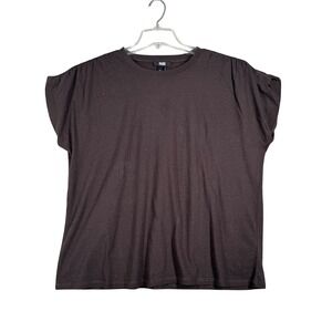 Paige Shirt Brown Lunar‎ Tee Ruched Sleeve Casual Top Neutral Womens Size Medium